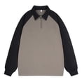 thumbnail image 2 of UVEASISHA Zip Up Polos Shirts for Men Raglan Long Sleeve Golf Shirts Regular Fit Casual Golf Poloss Lightweight Comdfy Collared Work Shirts Today Sales,Gray,M, 2 of 3