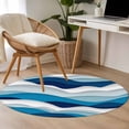 thumbnail image 5 of Area Rug 36in, Abstract Ocean Sea Waves Floor Carpet Living Room Rug, Gradient Blue White Grey Lines Non-Slip Welcome Mat Indoor Rugs for Bedroom Dining Room, 5 of 9