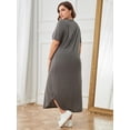 thumbnail image 5 of ebukurty Plus Size Nightgowns Casual Short Sleeved V-Neck Oversized Pajamas for Women, Sizes 1XL-3XL, 5 of 7