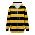 thumbnail image 2 of Pxxlle Zip Up Hoodie Women Plus Size Striped Graphic Hoodies Fall Winter Frop Shoulder Hooded Sweatshirt Casual Long Sleeve Sweatshirts with Pockets Yellow M, 2 of 4