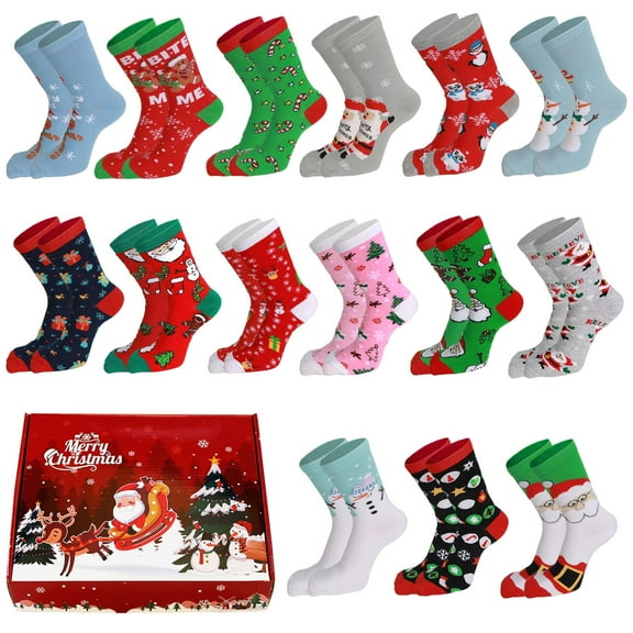 Ayieyill 15 Pairs Christmas Socks Gifts for Women Adults Family Coworkers Cotton Holiday Socks Stocking