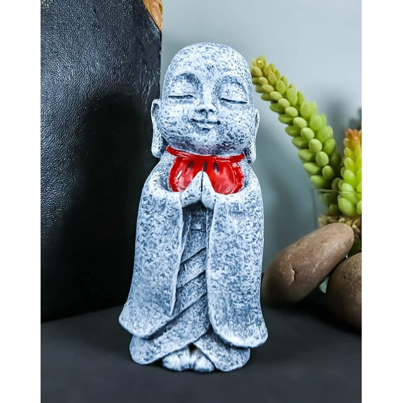 Feng Shui Zen Japanese Jizo Monk With Red Bib Buddha Ojizo Sama Figurine 5"H