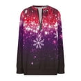 thumbnail image 4 of Ounisa Womens Sweatshirts 2025 Fall Fashion Clothes Half Zip Christmas Gifts Snowflake Graphic Pullover Cropped Tops Workout Soft Outfits, 4 of 5