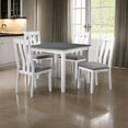 thumbnail image 5 of Benjara Helio 5 Piece Dining Table and Chairs Set, White Wood, Gray Fabric Seats, 5 of 6