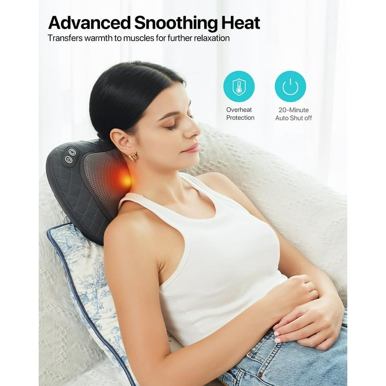 Back Massager Neck Massager with Heat,3D Kneading Massage Pillow for Pain  Relief