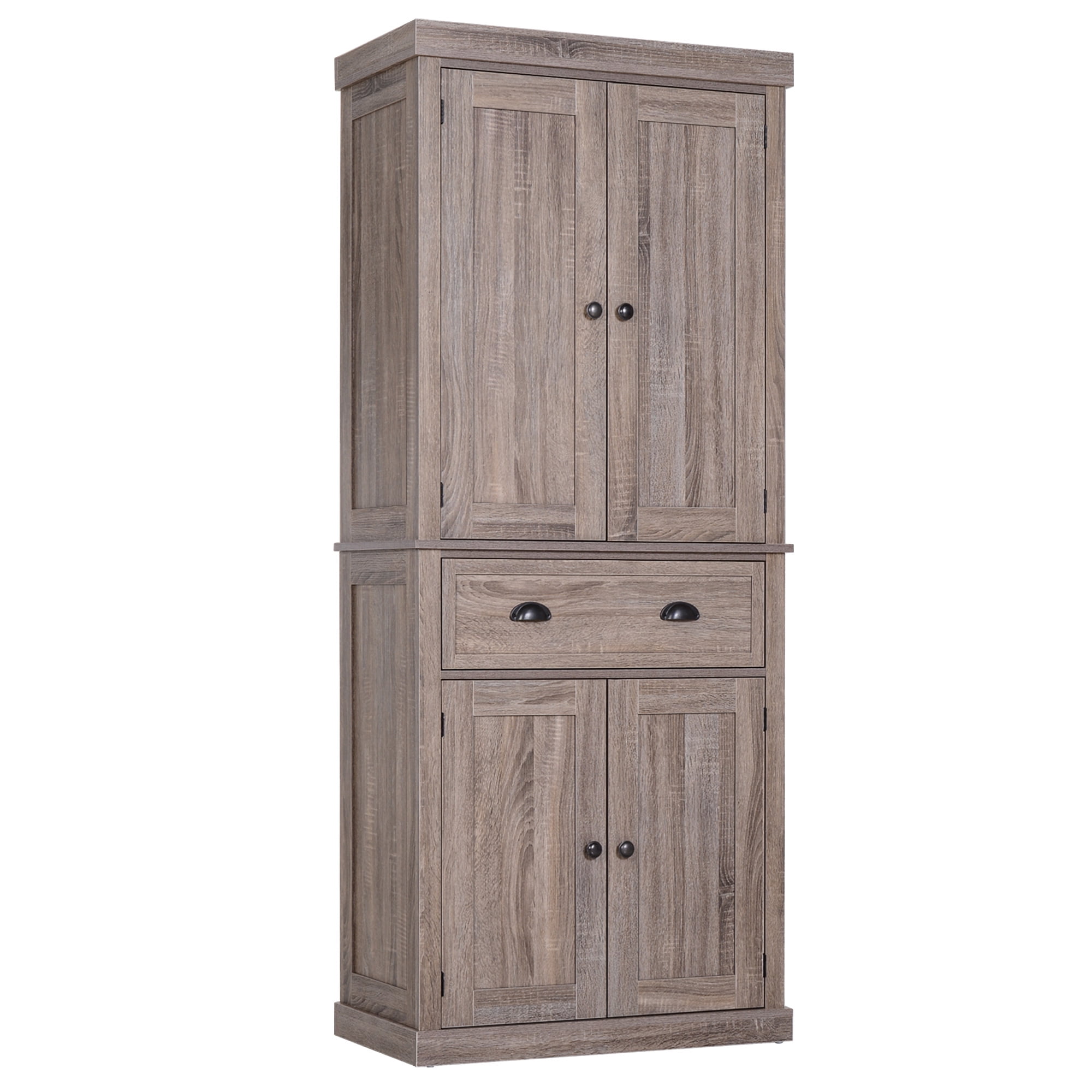 HomCom 72 H Traditional Colonial Freestanding Kitchen / Bathroom Storage Pantry with 1 Center Drawer and 2 Cabinets