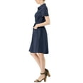 thumbnail image 5 of INSPIRE CHIC Women's Fit and Flare Collar Pocket Elastic Waist Mini Dress S Blue, 5 of 9