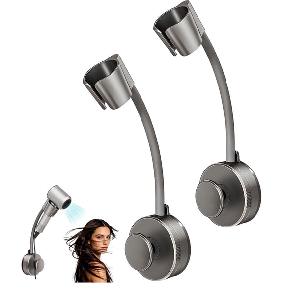Hands-Free Rotating Hair Dryer Holder, Hair Dryer Holder Wall Mounted,Bathroom Hair Tool Organizer for Universal Dryer, Stable Easy To Install (White)