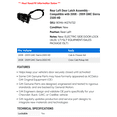 thumbnail image 2 of Rear Left Door Latch Assembly - Compatible with 2008 - 2009 GMC Sierra 2500 HD - AC Delco, 2 of 2