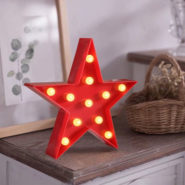 Lámparas de Mesa con Forma de Pentagrama para El Día de La Independencia | Decoración para Bodas, Fiestas y Eventos | Material: Pvc Rojo | 27 X 26 X 4,5 Cm | 135 G