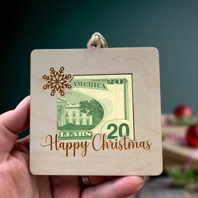 Xihbxyly Clip para Billetes Navideño, Portatarjetas de Regalo Navideño Único, Decoración Sorpresa para Dinero En Efectivo, Diseño de Madera Duradero, Adorno Colgante, Perfecto para Árbol de Navidad,