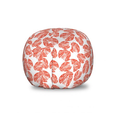 Ladybugs Storage Toy Bag Chair  Abstract Insect Floral Pattern Wings Nature Inspired Ornamental Animal Design  Stuffed Animal Organizer Washable Bag  Large Size  Vermilion White  by Ambesonne