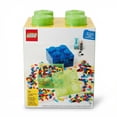 thumbnail image 5 of Lego Stackable Storage Bricks With 4 Knobs - 2 Piece Set - Organizer Container - Yellowish Green & Blue (Semi-transparent), 5 of 6