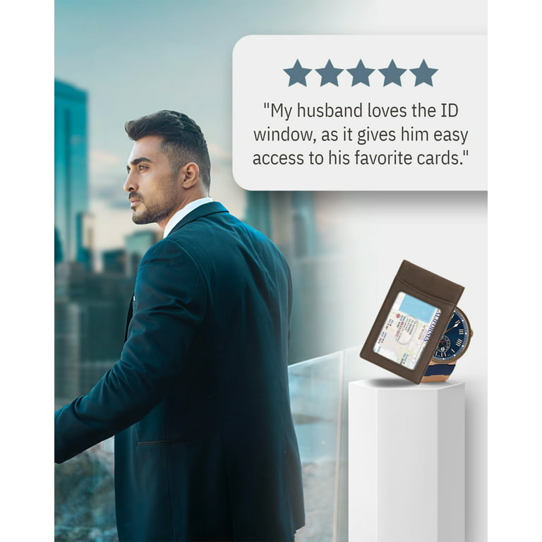 Slim Bifold Wallets For Men - Money Clip Wallet RFID Blocking Front Pocket  Leather Thin Minimalist Mens Wallet Credit Card Holder Gifts For Him 