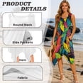 thumbnail image 6 of Garronmavis His and Hers Matching Outfits Colorful Tropical Leaves Mens Button Down Shirt Short Sleeve Shirt and Womens Sleeveless Dress with Pocket Polyester Hawaiian Sundress Size L, 6 of 7