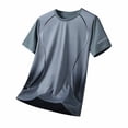 thumbnail image 6 of FRSASU Men's Short Sleeve T-Shirts Athletic Casual Crewneck Stretch Pullovers Tops Summer Workout Running Tee Tops Gray-A, 6 of 6