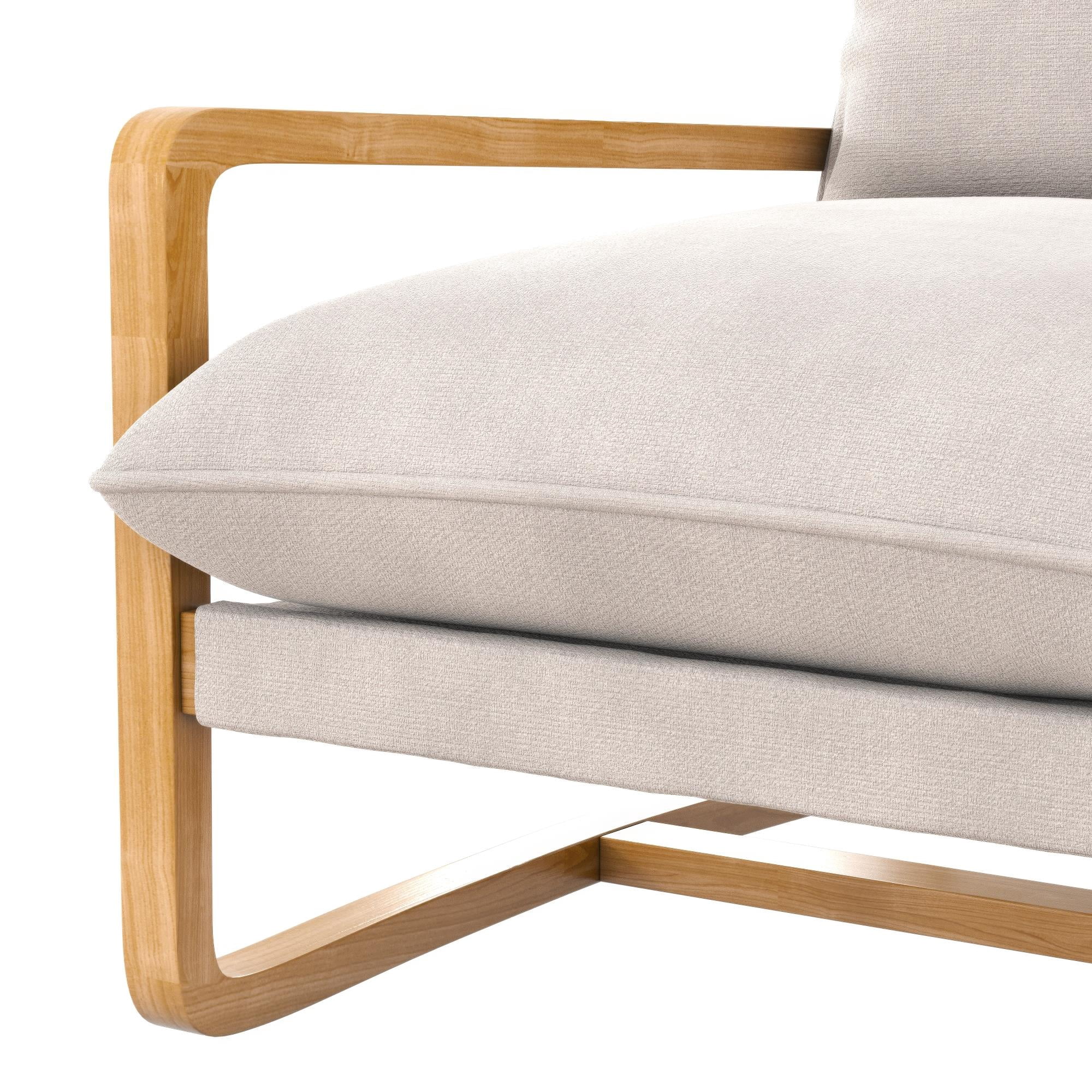 Better Homes & Gardens Wooden Ezra Sling Accent Chair, Cream Linen