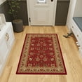thumbnail image 2 of Ottomanson Floral Area Rug 3'3" x 4'7" - Non Slip Low Pile Carpet, Red, 2 of 11