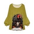 thumbnail image 4 of Halloween Shirts for Women Spooky Ghost Graphic Tunic Tops Long Balloon Sleeve Loose Casual Fall Blouses Holiday Party Costumes Apparel, 4 of 6