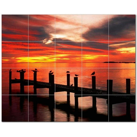 Sunset Photo Ceramic Tile Mural Kitchen Backsplash Bathroom Shower, 405916-XL54
