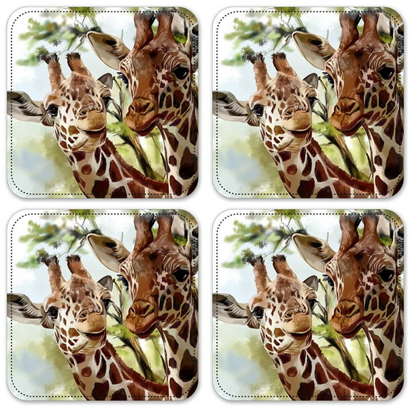 Vinyl Drink Coasters - Set of 4 - Giraffes