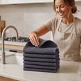 thumbnail image 4 of Smiry 100% Cotton Waffle Weave Kitchen Dish Cloths, Ultra Soft Absorbent Quick Drying Dish Towels, 12x12 Inches, 6-Pack,Dark Gray, 4 of 6