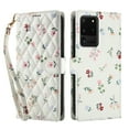 thumbnail image 2 of Wallet Case for Samsung Galaxy S20 Ultra , PU Leather Phone Cover Kickstand RFID Blocking Flip Case Card Slots Wrist Strap Relief Engraved Pattern Magnetic With Stylus Pen, Pink Flower, 2 of 10