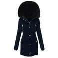 thumbnail image 5 of Women Plus Size Daily Winter Coat Lapel Collar Long Sleeve Jacket Vintage Thicken Coat Jacket Warm Hooded Thick Padded Outerwear Mom Jackets Women Fashion plus Size Women Insulated Jacket Women Long, 5 of 6