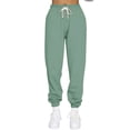 thumbnail image 2 of XFLWAM Trousers for Women Casual Bottom Sweatpants with Pocket Drawstring High Waist Sporty Clothes Joggers Sweat Pants Green M, 2 of 5