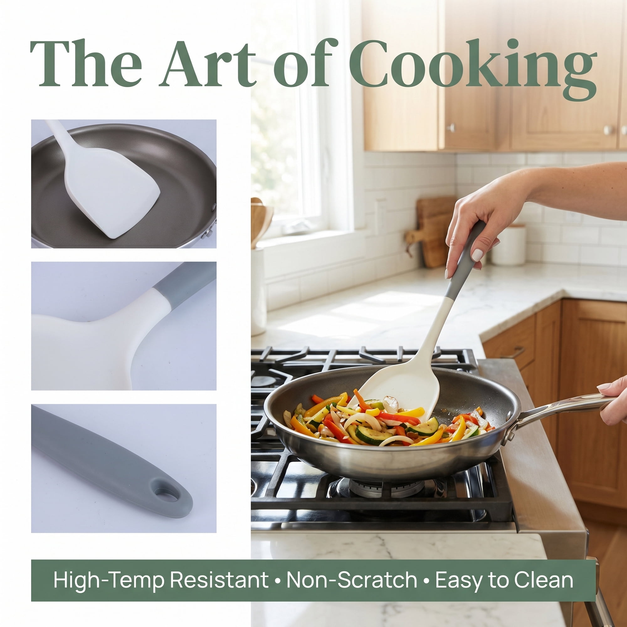 Unique Bargains Kitchen Utensils Heat-Resistant Safe Spatula for Frying Gray 12.8x3.9 in