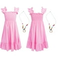 thumbnail image 1 of Linjinx Robe d'Été Décontractée pour Filles avec Collier Imprimé Floral Boho Robe de Plage Rose 170, 1 of 6