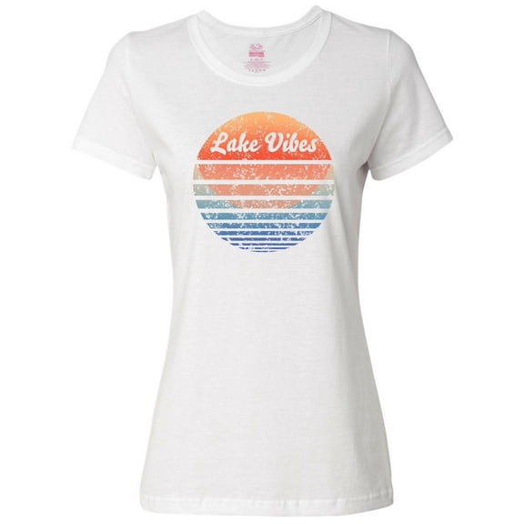 Inktastic Lake Vibes Distressed Retro Sunset Women's T-Shirt