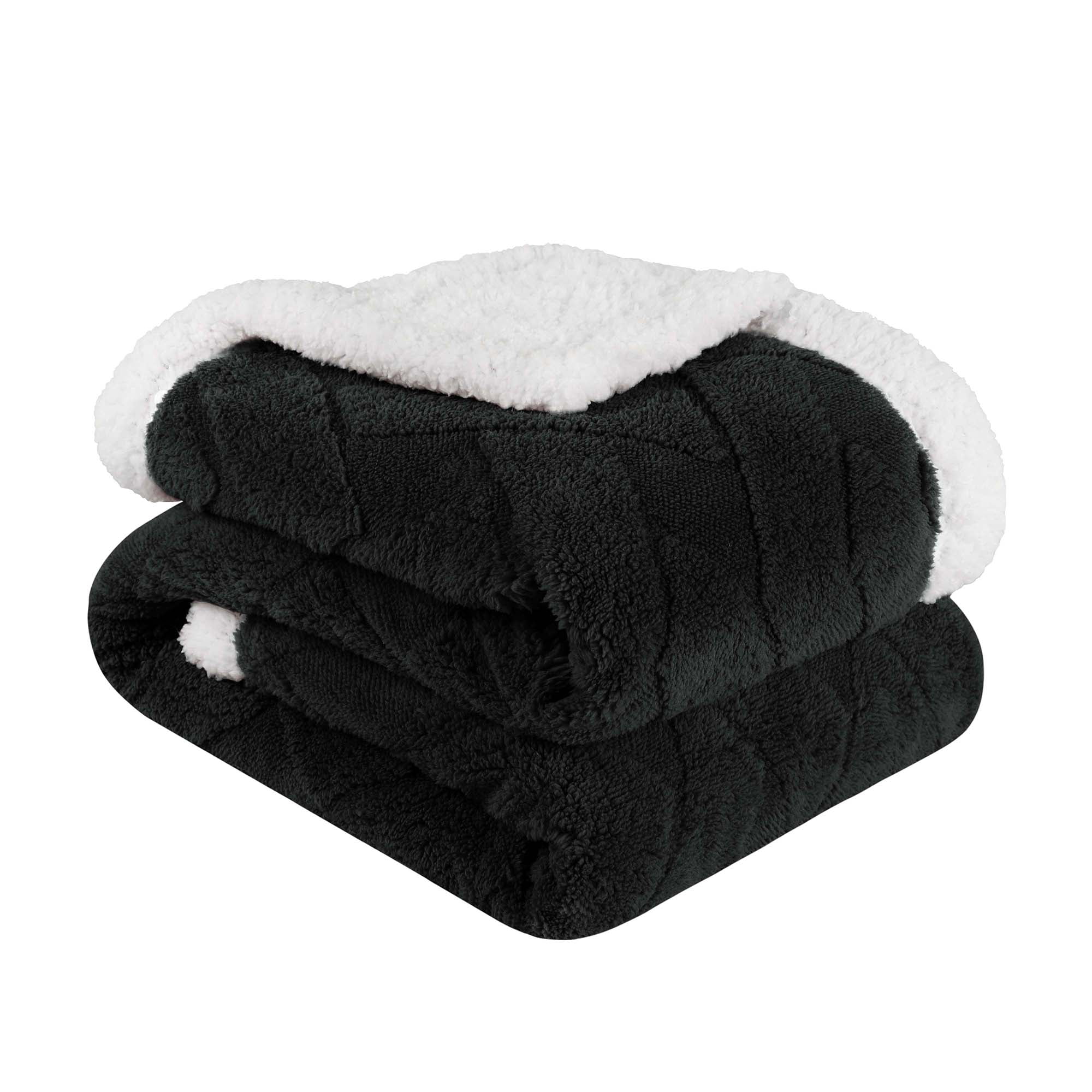 Superior Nuuk Fleece Reversible Lattice Blanket, Twin, Black
