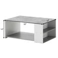 thumbnail image 2 of Gymax Table Basse à 2 Niveaux Table d'Appoint avec 2 Étagères de Rangement Bureau Gris, 2 of 9