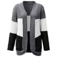 thumbnail image 5 of Winter Sweater Cardigan for Women Usmixi Sweater Cardigan for Women Loose Long Sleeve Spring Open Front Outwear Tops Fashion Color Block Knitted Coat Tops with Pocket 2025 Jacket Holiday, 5 of 7