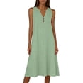 thumbnail image 6 of ClodeEU Women's Summer V Neck Sleeveless Tiered Midi Dress, Loose Fit Casual Flowy Sundress with Pockets Green,Women's Plus S, 6 of 8