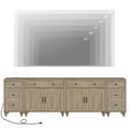 thumbnail image 4 of WAMPAT TV Stand for 100 Inch TV, 4-in-1 TV Console Table for 75/80/85/90 Inch TV, Farmhouse Entertainment Center with Charging Station, Kitchen Sideboard Buffet Cabinet for Dining Room, Wash Grey, 4 of 8