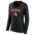 thumbnail image 2 of Women's Kyle Juszczyk Black San Francisco 49ers Wordmark Player Name & Number Long Sleeve V-Neck T-Shirt, 2 of 3