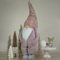 thumbnail image 2 of Northlight Tall Christmas Gnome Figure with Plaid Overalls Sequin Hat - 30" - Pink and Gray, 2 of 5