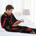 thumbnail image 6 of Picia Hot Chili Pattern Men’s Long-Sleeve Sleepwear Set - Soft 2-Piece Loungewear with Pockets, Comfy PJs for Relaxing Nights-Small, 6 of 7