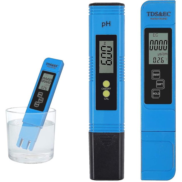 Probador de calidad del agua, medidor de pH con resolución de alta precisión de 0,01, termómetro Tds+ec+ para agua potable, acuario, piscina, spa (azul) Kuyhfg Sin marca