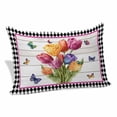 thumbnail image 2 of Spring Tulips Pillow Covers King, Colorful Flowers Botanical Butterfly Farm Wooden Soft Brushed Microfiber Breathable Throw Pillow Covers, Pillowcase with Zipper for Couch Sofa Bedroom 20"x36", 2 of 9