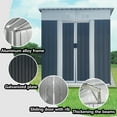 thumbnail image 3 of EXRACING Shed 5*3 ft Outdoor Metal Storage Shed with Double Door Steel Garden Shed Single Slope Roof,Gray, 3 of 6