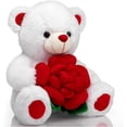 thumbnail image 3 of Teddy Bear Stuffed Animals Plush Bear Holding Rose Soft Plush Toy Valentine's Day, 16 Inch, White, 3 of 5