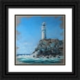 thumbnail image 1 of Yukish, Marina 15x15 Black Ornate Wood Framed with Double Matting Museum Art Print Titled - Lighhouse II, 1 of 4