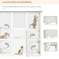 thumbnail image 4 of PawHut Outdoor Cat House Big Catio Wooden Feral Cat Shelter Enclosure with Large Spacious Interior, 6 High Ledges, Weather Protection Asphalt Roof, 71" L, White, 4 of 9