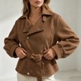 thumbnail image 6 of Enjoytime Cropped Jackets for Women Long Sleeve Notch Lapel Belted Short Trench Coat Fall Fashion Trendy Work Casual Outerwear, 6 of 7