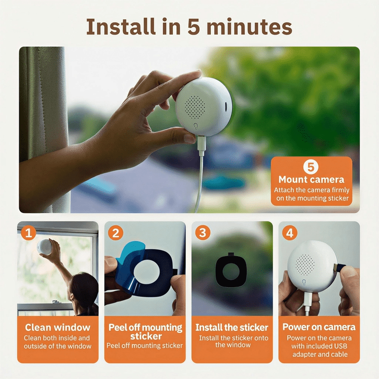 VividEye 2K Window Cameras For Home Security, 5G & 2.4GHz WiFi