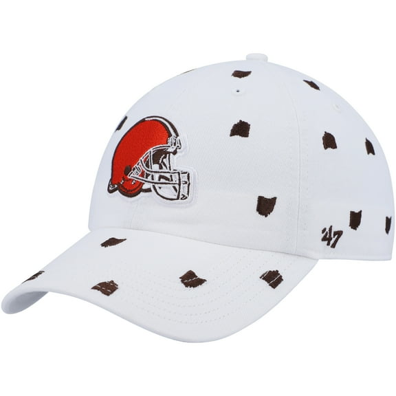Women's '47 White Cleveland Browns Confetti Clean Up Logo Adjustable Hat