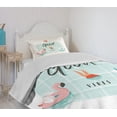 thumbnail image 4 of Ambesonne Chill Quilted Bedspread Set 2 Pcs, Summertime Fun Joy, Twin Size, Pale Green Coral Black, 4 of 6